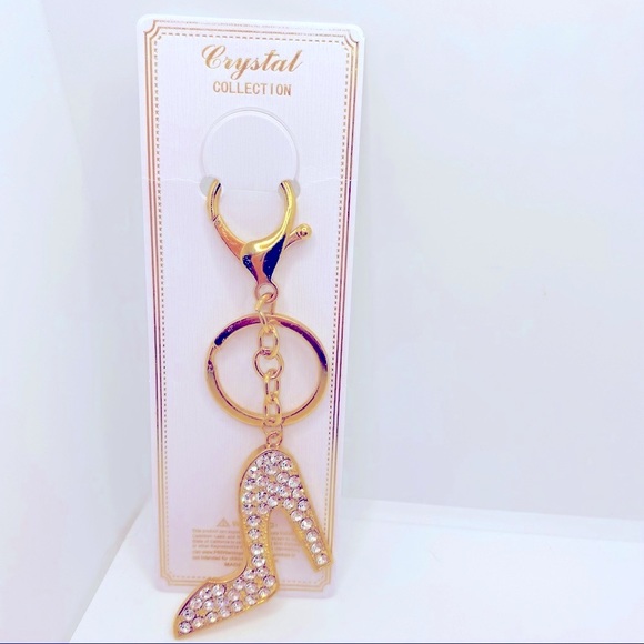 Key Chain Purse Charm Stilletto Crystals set in Golden tone. VERY BRILLI… - Picture 1 of 6